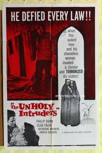 d894 UNHOLY INTRUDERS one-sheet movie poster '61 he terrorized nuns!