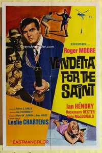 d912 VENDETTA FOR THE SAINT one-sheet movie poster '69 Roger Moore, English!
