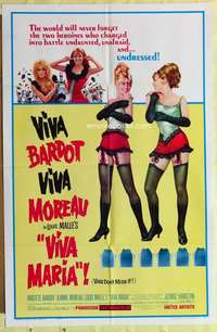 d923 VIVA MARIA style B one-sheet movie poster '66 Brigitte Bardot, Moreau