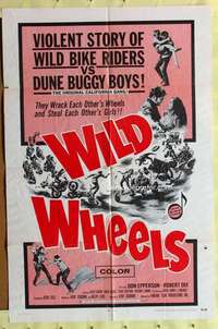 d041 WILD WHEELS one-sheet movie poster '69 rebel bikers vs surfers!