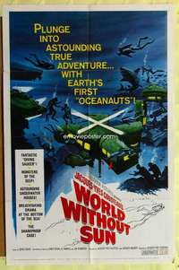 d980 WORLD WITHOUT SUN one-sheet movie poster '65 Jacques-Yves Cousteau