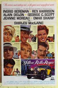 d985 YELLOW ROLLS-ROYCE one-sheet movie poster '65 Ingrid Bergman, Delon