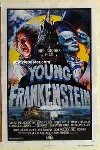 d989 YOUNG FRANKENSTEIN style B one-sheet movie poster '74 Mel Brooks, Wilder
