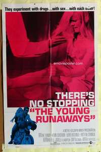 d042 YOUNG RUNAWAYS one-sheet movie poster '68 experiment with drugs & sex!