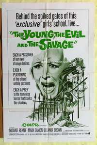 d992 YOUNG, THE EVIL & THE SAVAGE one-sheet movie poster '68 Italian giallo!