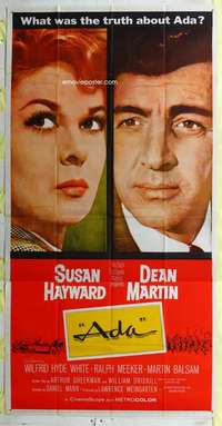 e135 ADA three-sheet movie poster '61 Susan Hawyard & Dean Martin portraits!