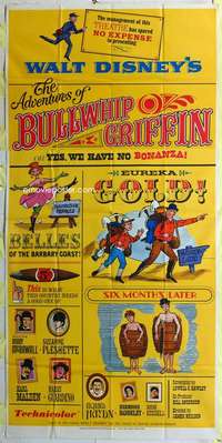 e136 ADVENTURES OF BULLWHIP GRIFFIN three-sheet movie poster '66 Disney