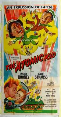 e154 ATOMIC KID three-sheet movie poster '55 Mickey Rooney, Strauss