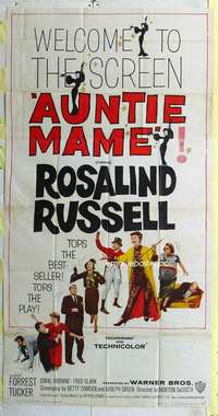 e155 AUNTIE MAME three-sheet movie poster '58 classic Rosalind Russell!