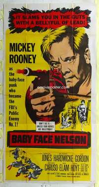 e157 BABY FACE NELSON three-sheet movie poster '57 tough Mickey Rooney!