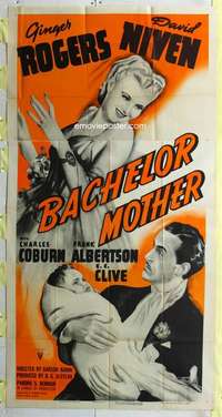 e160 BACHELOR MOTHER three-sheet movie poster R52 Rogers, Niven