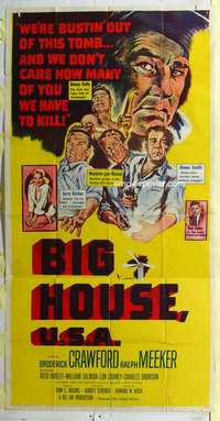 e172 BIG HOUSE USA three-sheet movie poster '55 Broderick Crawford, Meeker