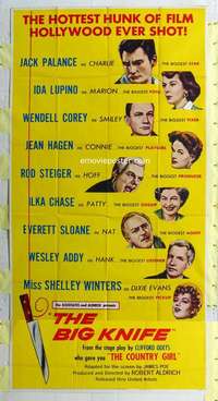 e173 BIG KNIFE three-sheet movie poster '55 Jack Palance, Ida Lupino