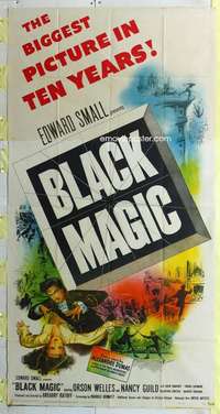 e183 BLACK MAGIC three-sheet movie poster '49 Orson Welles