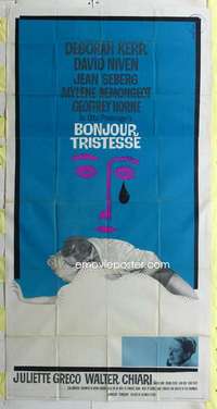 e191 BONJOUR TRISTESSE three-sheet movie poster '58 Saul Bass artwork!