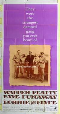 e192 BONNIE & CLYDE three-sheet movie poster '67 Warren Beatty, Faye Dunaway