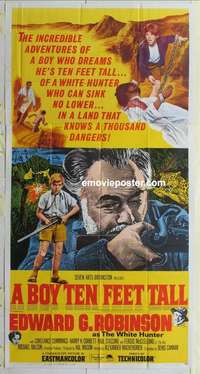 e194 BOY TEN FEET TALL three-sheet movie poster '65 Edward G. Robinson