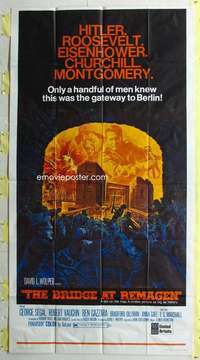 e199 BRIDGE AT REMAGEN three-sheet movie poster '69 George Segal, Vaughn