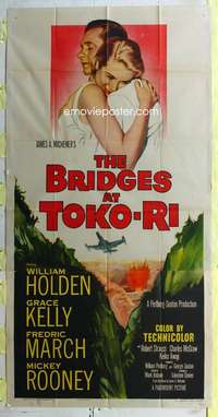 e200 BRIDGES AT TOKO-RI three-sheet movie poster '54 Grace Kelly, Holden
