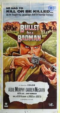 e204 BULLET FOR A BADMAN three-sheet movie poster '64 Audie Murphy, McGavin
