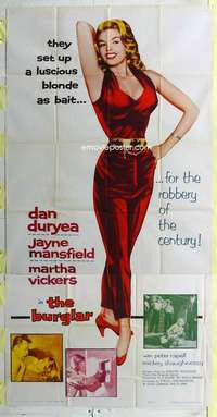e205 BURGLAR three-sheet movie poster '57 super sexy Jayne Mansfield!