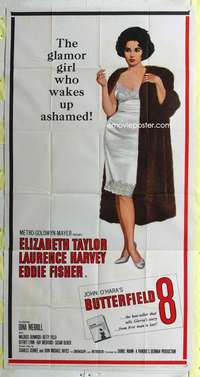 e208 BUTTERFIELD 8 three-sheet movie poster '60 callgirl Elizabeth Taylor!