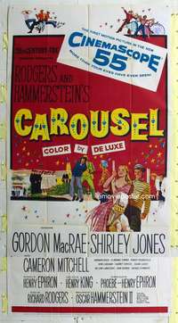 e213 CAROUSEL three-sheet movie poster '56 Shirley Jones, Gordon MacRae