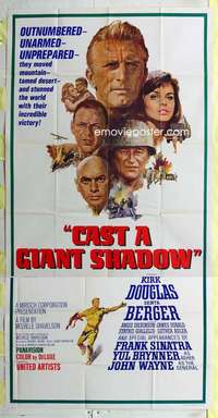 e216 CAST A GIANT SHADOW three-sheet movie poster '66 Kirk Douglas, Wayne