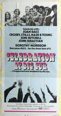 e222 CELEBRATION AT BIG SUR three-sheet movie poster '71 Joan Baez, Crosby