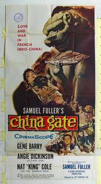 e227 CHINA GATE three-sheet movie poster '57 Sam Fuller, Angie Dickinson
