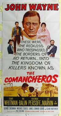 e235 COMANCHEROS three-sheet movie poster '61 John Wayne, Lee Marvin