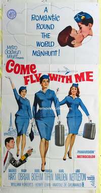 e236 COME FLY WITH ME three-sheet movie poster '63 Dolores Hart, Hugh O'Brian