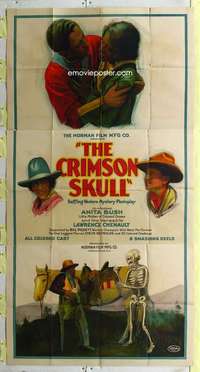 e240 CRIMSON SKULL three-sheet movie poster '23 black cowboys & skeleton!