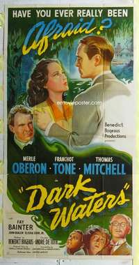 e248 DARK WATERS three-sheet movie poster '44 Merle Oberon, Franchot Tone