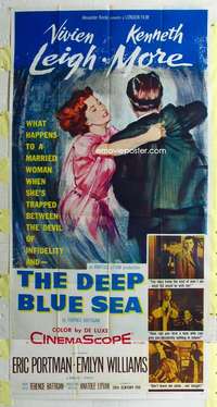 e257 DEEP BLUE SEA three-sheet movie poster '55 Vivien Leigh