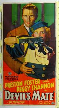 e261 DEVIL'S MATE three-sheet movie poster '33 Preston Foster, Peggy Shannon