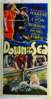 e265 DOWN TO THE SEA three-sheet movie poster '36 Hardie, Ann Rutherford