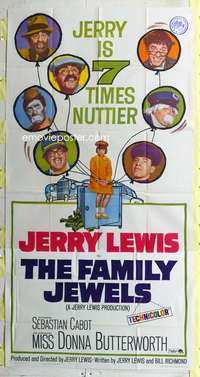 e279 FAMILY JEWELS three-sheet movie poster '65 Jerry Lewis, Donna Butterworth