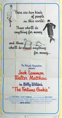 e288 FORTUNE COOKIE three-sheet movie poster '66 Lemmon, Matthau, Wilder