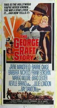 e298 GEORGE RAFT STORY three-sheet movie poster '61 Jayne Mansfield