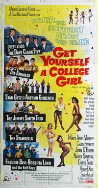 e301 GET YOURSELF A COLLEGE GIRL three-sheet movie poster '64 rock & roll!