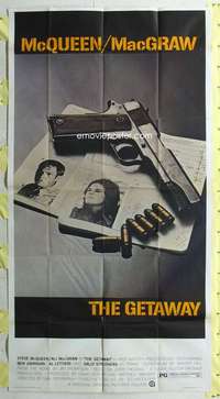 e302 GETAWAY three-sheet movie poster '72 Steve McQueen, Ali McGraw
