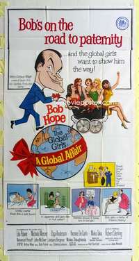 e304 GLOBAL AFFAIR three-sheet movie poster '64 Bob Hope, Yvonne De Carlo