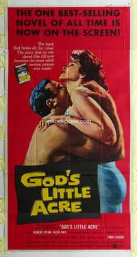 e306 GOD'S LITTLE ACRE three-sheet movie poster '58 Robert Ryan, Tina Louise