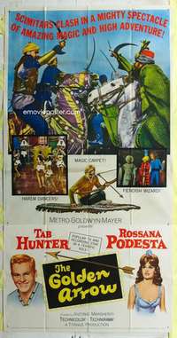 e307 GOLDEN ARROW three-sheet movie poster '63 Tab Hunter, Rossana Podesta