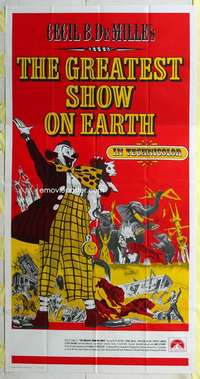 e312 GREATEST SHOW ON EARTH int'l three-sheet movie poster R70s Cecil DeMille
