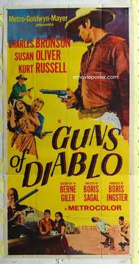 e317 GUNS OF DIABLO int'l three-sheet movie poster '64 Charles Bronson, Kurt Russell