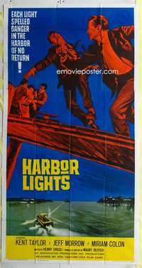 e319 HARBOR LIGHTS three-sheet movie poster '63 Kent Taylor, Jeff Morrow