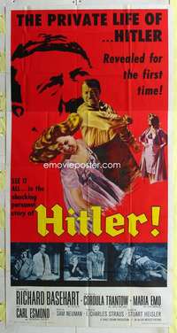 e332 HITLER three-sheet movie poster '62 Richard Basehart in title role!