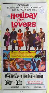 e335 HOLIDAY FOR LOVERS three-sheet movie poster '59 Clifton Webb, Wyman